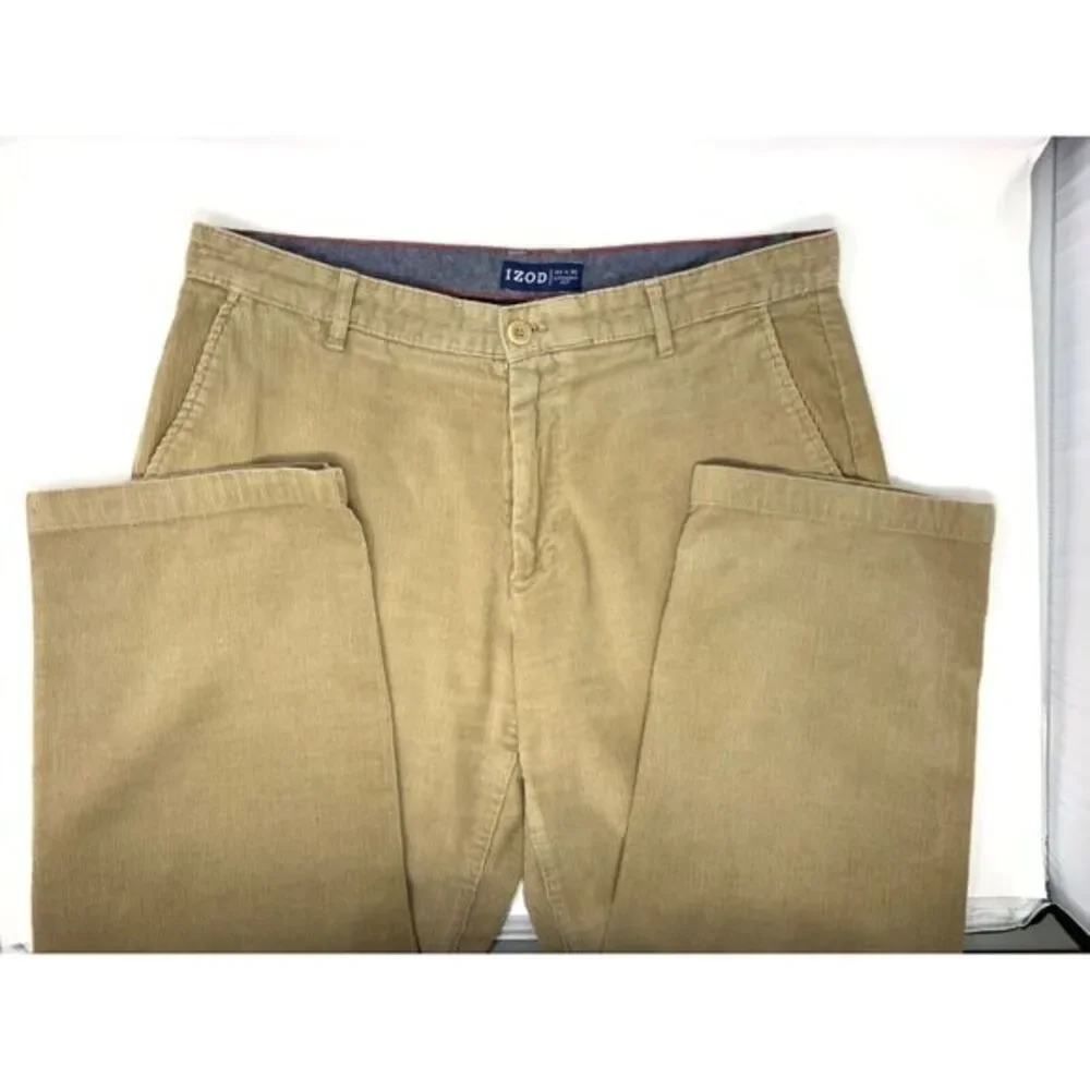 Izod Tan Corduroy Straight Fit Cotton Men's Pants Size W34‎ L29